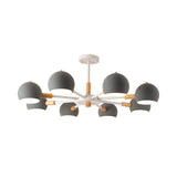 Modern Metal Ball Pendant Chandelier - Grey/White 3/6/8 Heads Living Room Ceiling Light