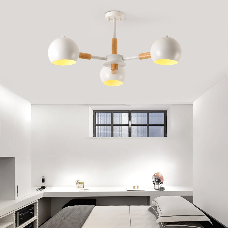 Modern Grey/White Ball Pendant Chandelier - Metal 3/6/8 Heads Hanging Ceiling Light For Living Room