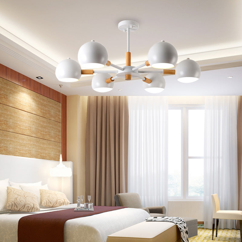 Modern Grey/White Ball Pendant Chandelier - Metal 3/6/8 Heads Hanging Ceiling Light For Living Room