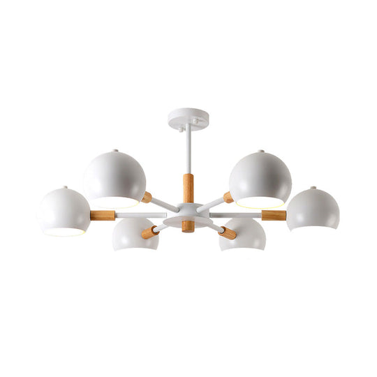 Modern Grey/White Ball Pendant Chandelier - Metal 3/6/8 Heads Hanging Ceiling Light For Living Room