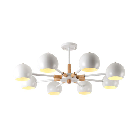 Modern Metal Ball Pendant Chandelier - Grey/White 3/6/8 Heads Living Room Ceiling Light