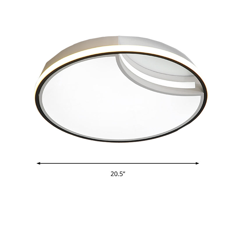 16.5’/20.5’ White Segment Flush Mount Lamp - Simplicity Led Acrylic Lighting In Warm Light