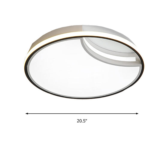 16.5’/20.5’ White Segment Flush Mount Lamp - Simplicity Led Acrylic Lighting In Warm Light