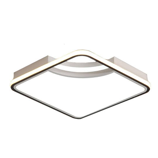 Rhombus Acrylic Flush Ceiling Lamp - 16.5/20.5 Wide Minimalist Bedroom Light White