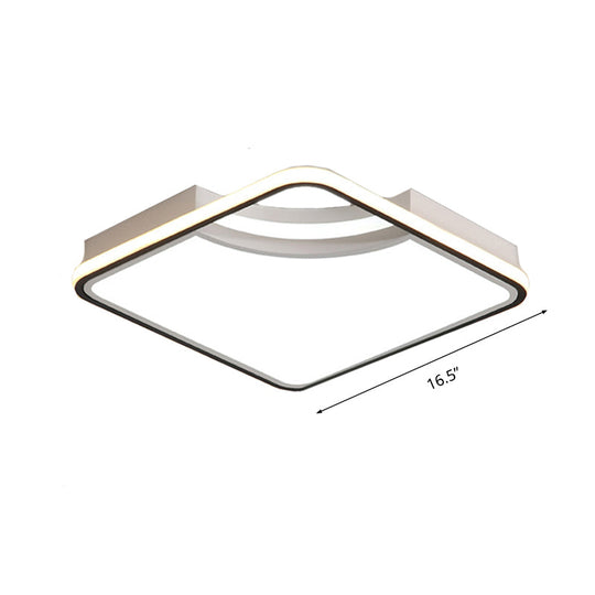 Rhombus Acrylic Flush Ceiling Lamp - 16.5’/20.5’ Wide Minimalist Bedroom Light White