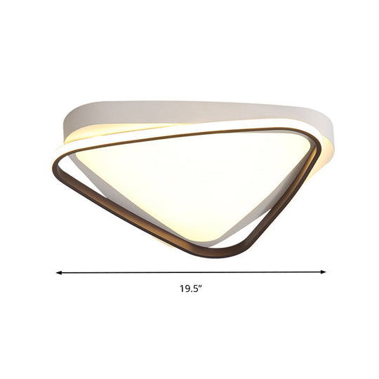 Led Triangle Ceiling Flush Mount – White Acrylic Light Fixture For Bedroom Warm/White Lighting