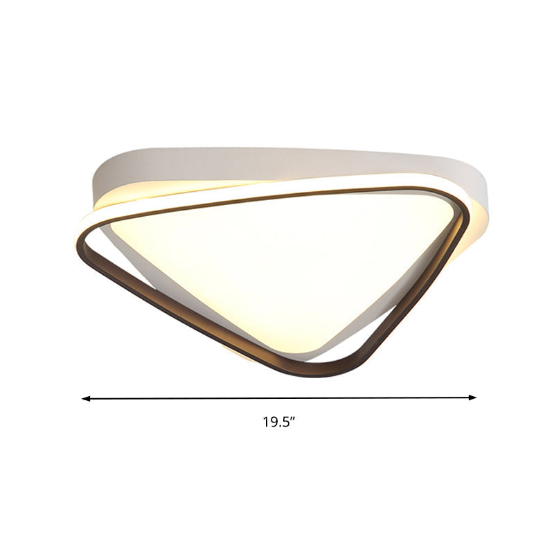 Led Triangle Ceiling Flush Mount White Acrylic Light Fixture For Bedroom Warm/White Lighting