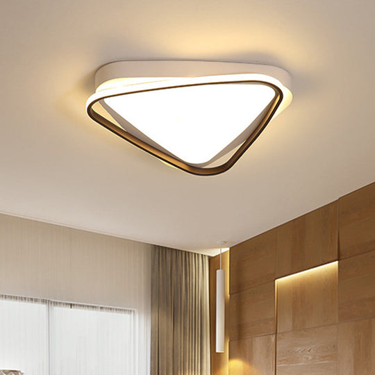 Led Triangle Ceiling Flush Mount – White Acrylic Light Fixture For Bedroom Warm/White Lighting
