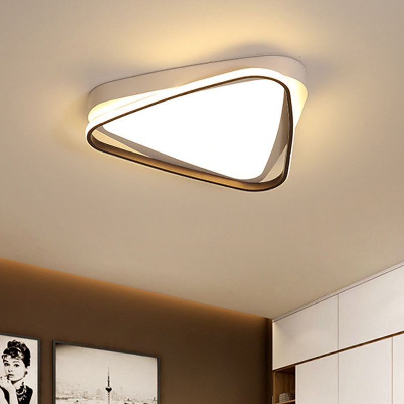 Led Triangle Ceiling Flush Mount – White Acrylic Light Fixture For Bedroom Warm/White Lighting