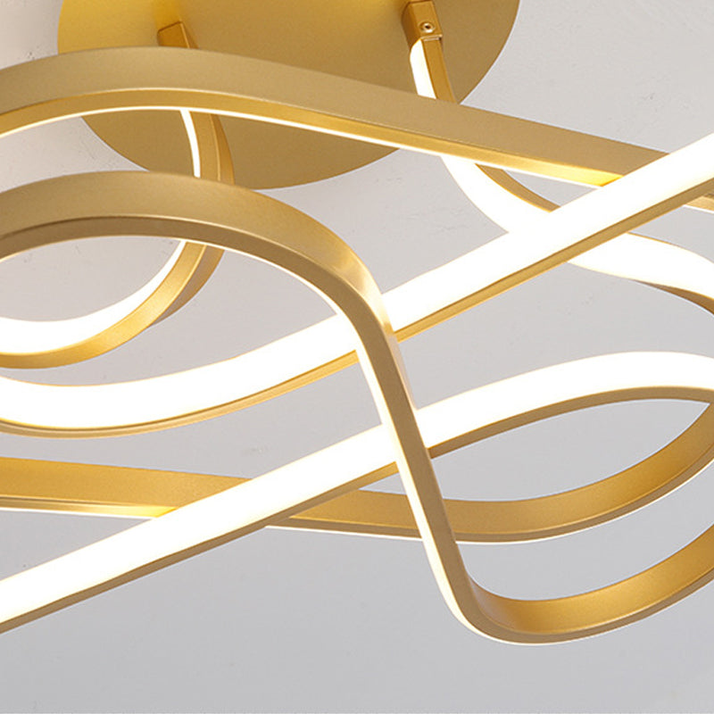 Modernist Ledflush Mount Ceiling Light Fixture Black/White/Gold Acrylic Shaded With White Light-