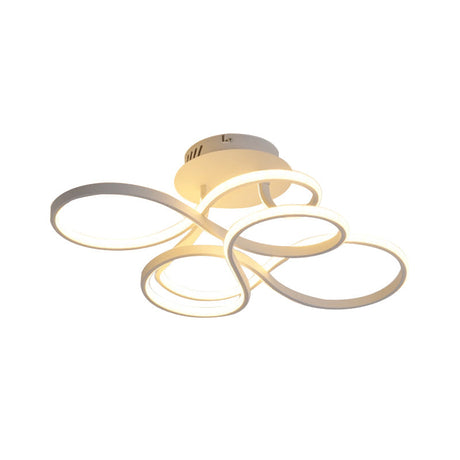 Contemporary Acrylic Twisted Semi Flush Mount Led Ceiling Light In Black/Gold/White - White