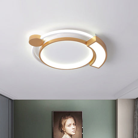16/19.5 Modern Orbit Acrylic Led Flush Ceiling Light Black/Gold Finish White Gold / 16
