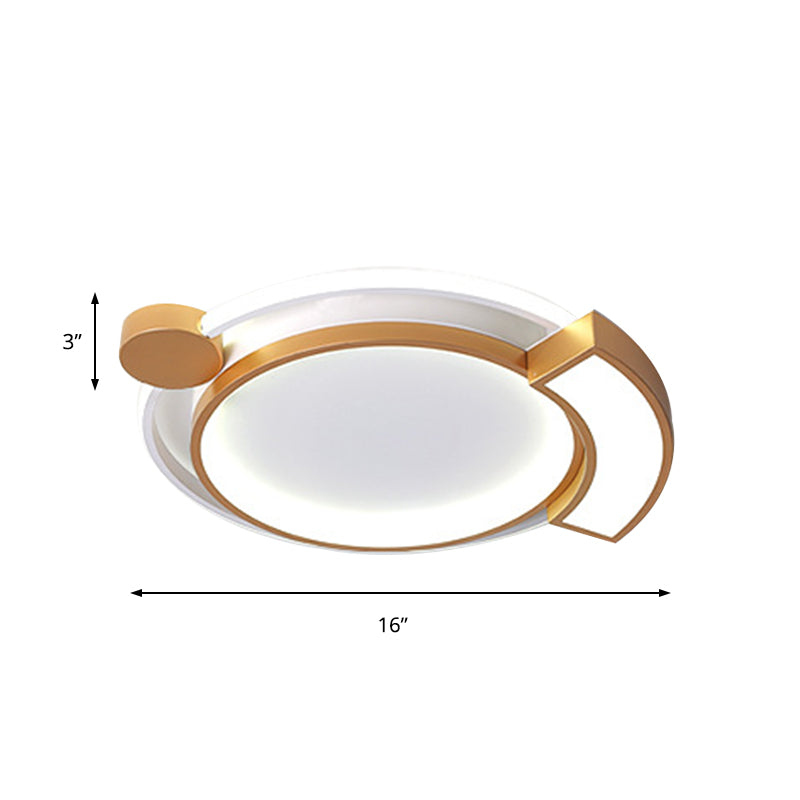 16’/19.5’ Modern Orbit Acrylic Led Flush Ceiling Light Black/Gold Finish White