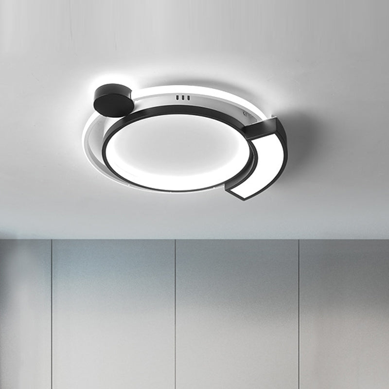 16’/19.5’ Modern Orbit Acrylic Led Flush Ceiling Light Black/Gold Finish White Black / 16’