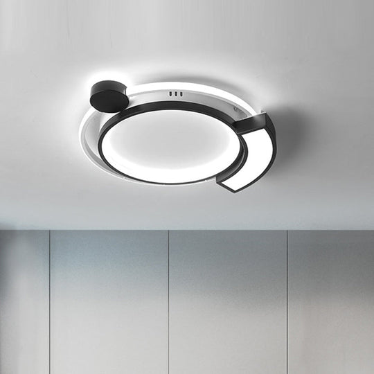 16/19.5 Modern Orbit Acrylic Led Flush Ceiling Light Black/Gold Finish White Black / 16