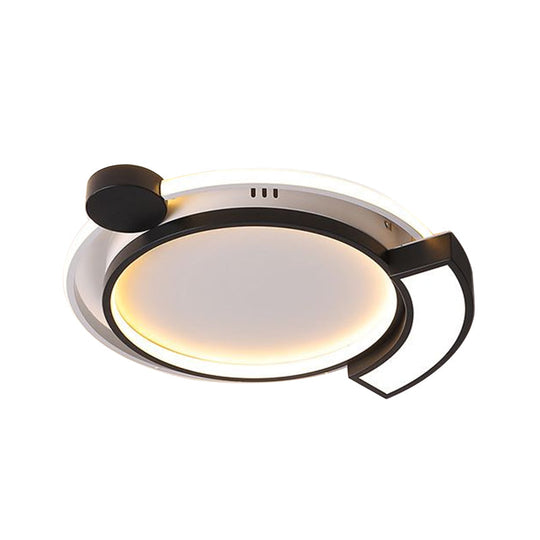 16’/19.5’ Modern Orbit Acrylic Led Flush Ceiling Light Black/Gold Finish White