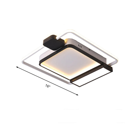 Contemporary Gold/Black Acrylic Ceiling Light With Led Flush Mount For Bedroom 16-19.5 Width - White