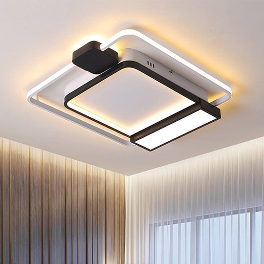 Contemporary Gold/Black Acrylic Ceiling Light With Led Flush Mount For Bedroom 16-19.5 Width - White