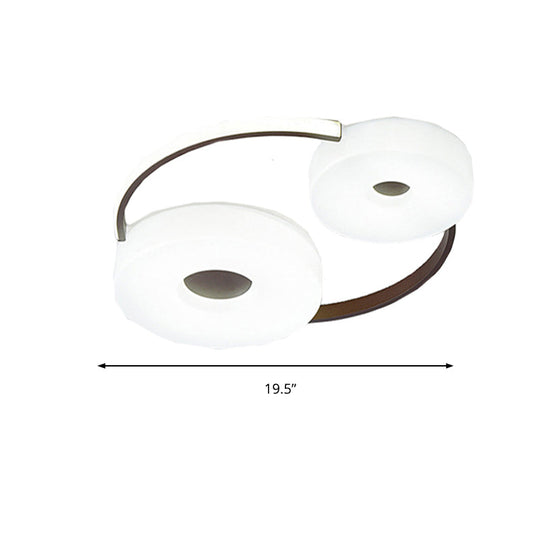 Minimalist Donut Flush Mount Ceiling Light - 16’/19.5’ Dia Coffee Led Fixture With Acrylic