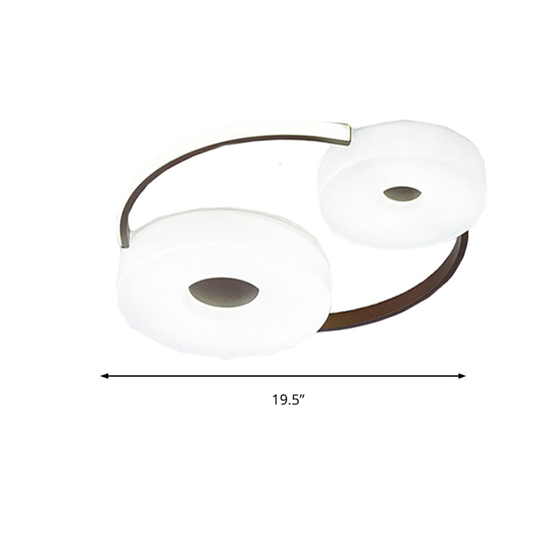 Minimalist Donut Flush Mount Ceiling Light - 16/19.5 Dia Coffee Led Fixture With Acrylic Lampshade