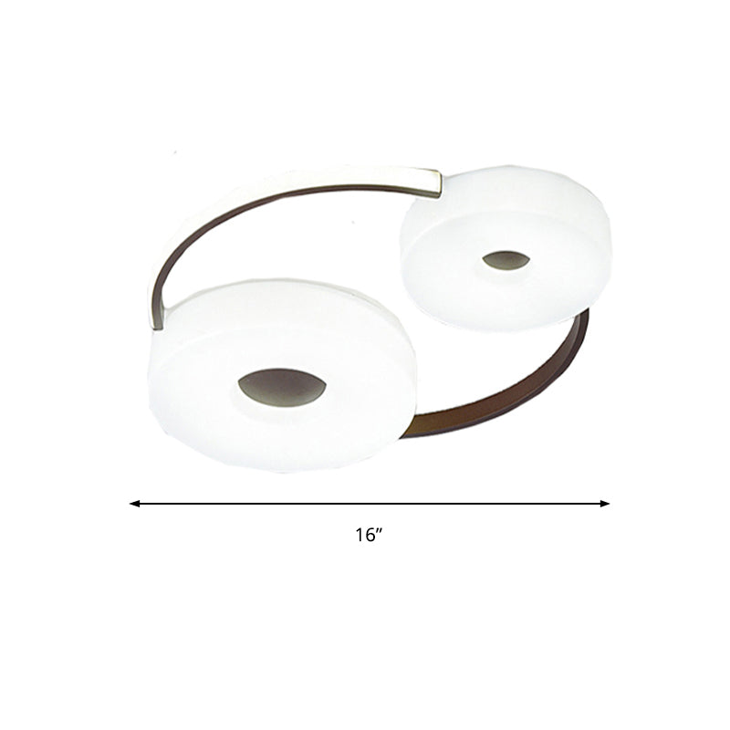 Minimalist Donut Flush Mount Ceiling Light - 16’/19.5’ Dia Coffee Led Fixture With Acrylic