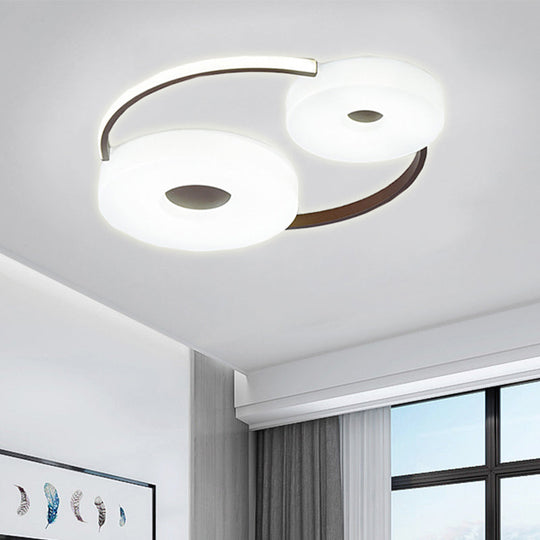 Minimalist Donut Flush Mount Ceiling Light - 16’/19.5’ Dia Coffee Led Fixture With Acrylic