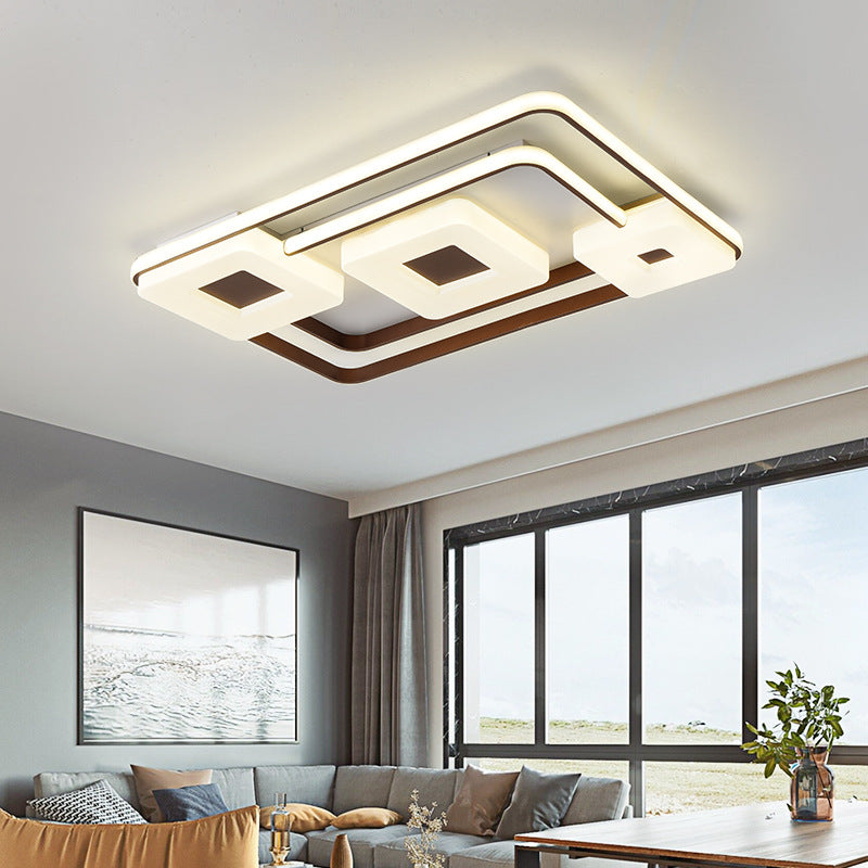 16/19.5/35.5 Coffee Square/Rectangular Led Flush Mount Lamp - White Light Acrylic Ceiling For Living