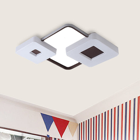 16/19.5/35.5 Coffee Square/Rectangular Led Flush Mount Lamp - White Light Acrylic Ceiling For Living