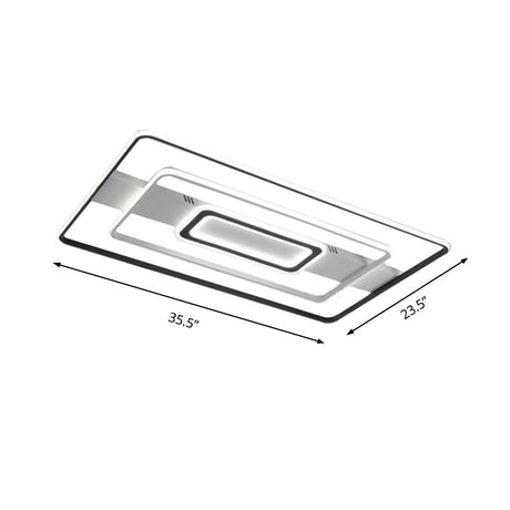 Modern Led Flush Mount Ceiling Light Fixture For Black And White Living Room - Aluminum Frame
