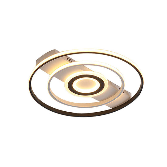 Modern Led Flush Mount Ceiling Light Fixture For Black And White Living Room - Aluminum Frame