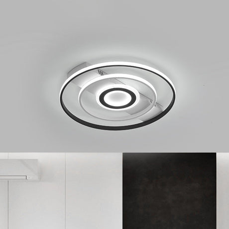 Modern Led Flush Mount Ceiling Light Fixture For Black And White Living Room - Aluminum Frame