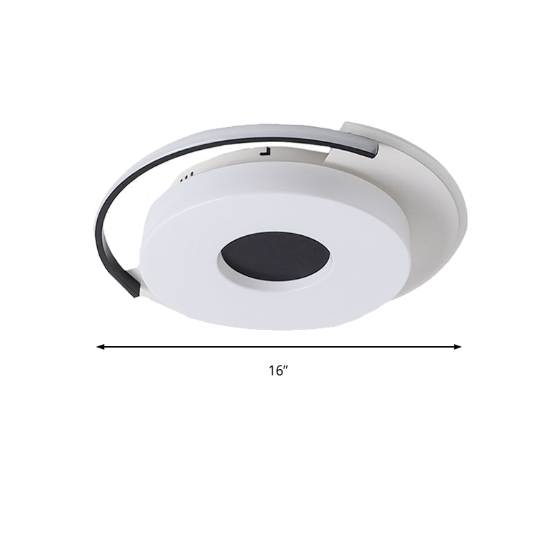 Simple Round/Square Flush Ceiling Light: 16’/19.5’ Wide Acrylic Shaded Black And White Fixture