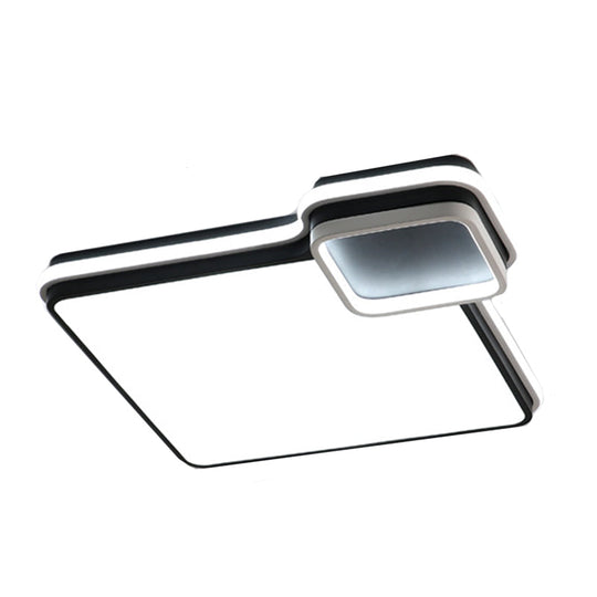 Led Bedroom Flushmount Lighting | 19’ Or 23’ Black & White Round/Square Shape Acrylic Shaded