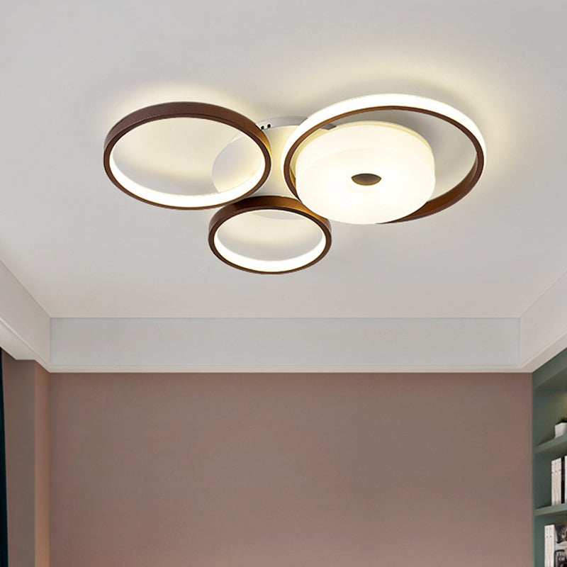 Led Coffee Flush Mount Ceiling Light With Minimal Acrylic Shade In White 16’/19.5’ Wide