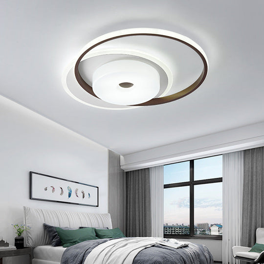16’/19.5’ Modern Led Flush Ceiling Light - White Acrylic Bedroom Fixture