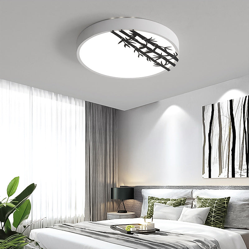 16’/19.5’ Led Flush Mount Ceiling Light Fixture Modern Iron Round Design With Bamboo Pattern
