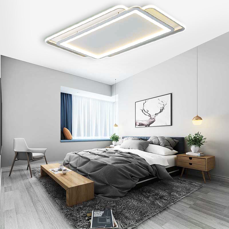 Ultra Slim Acrylic Ceiling Flush Mount Led Fixture (16’/19.5’/35.5’) In Grey With Warm/White Light
