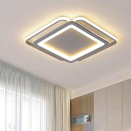 Ultra Slim Acrylic Ceiling Flush Mount Led Fixture (16’/19.5’/35.5’) In Grey With Warm/White Light
