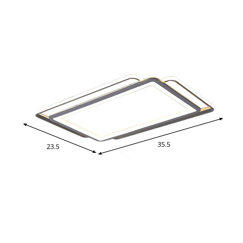 Ultra Slim Acrylic Ceiling Flush Mount Led Fixture (16’/19.5’/35.5’) In Grey With Warm/White Light