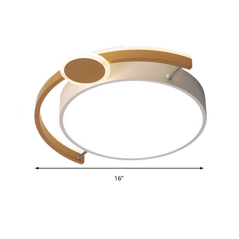 Sleek 16/19.5 Wide Led Flush Ceiling Light In Metallic Black/Gold For Bedroom White