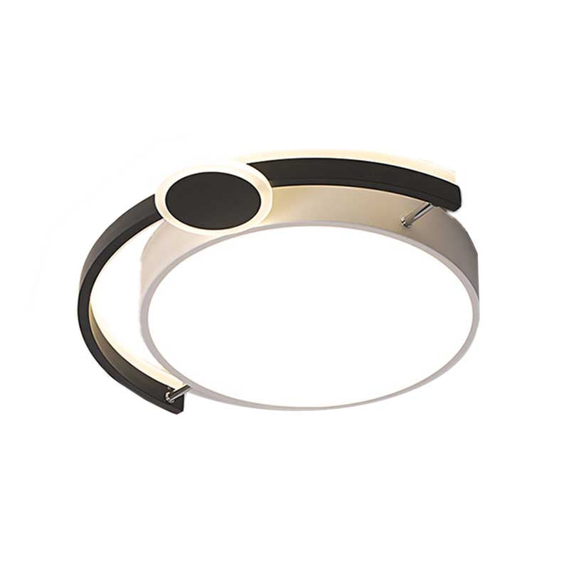 Sleek 16’/19.5’ Wide Led Flush Ceiling Light In Metallic Black/Gold For Bedroom White