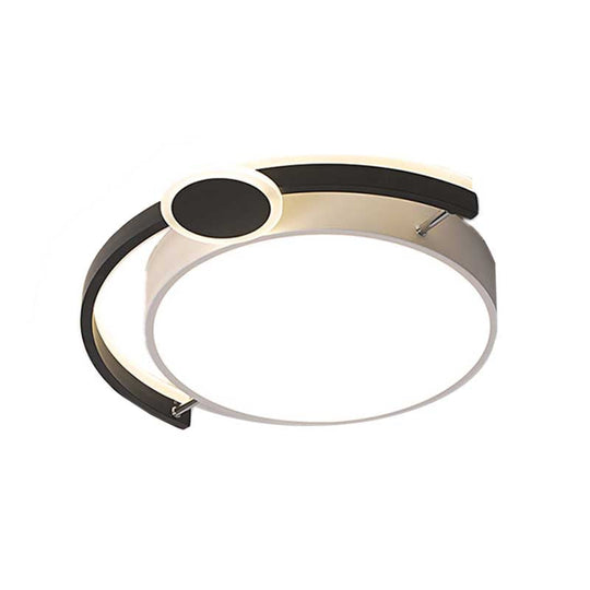 Sleek 16/19.5 Wide Led Flush Ceiling Light In Metallic Black/Gold For Bedroom White