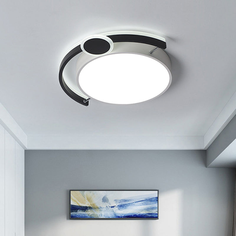 Sleek 16/19.5 Wide Led Flush Ceiling Light In Metallic Black/Gold For Bedroom White Black / 16