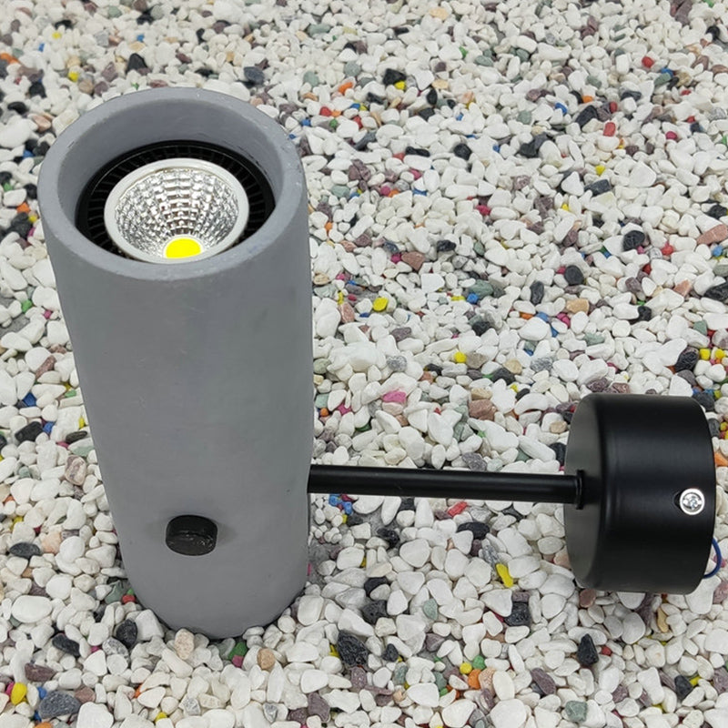 Nordic Style Grey Rotatable Wall Mounted Spotlight With Single-Bulb For Cement Cylinder Lighting
