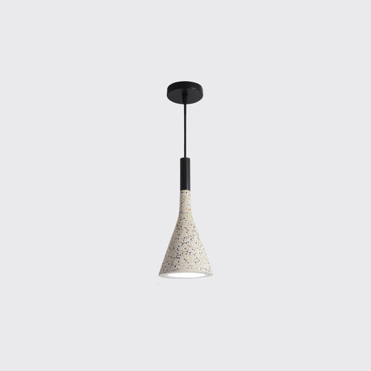 Terrazzo Nordic Style Single-Bulb Pendant Ceiling Light - Geometric Suspension Lighting White /