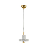 Minimalist Marble Lid Ceiling Light: Single-Bulb Hanging Lamp For Dining Room