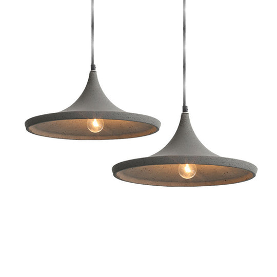 Nordic Style Grey Conical Cement Suspension Ceiling Light With 1 Bulb