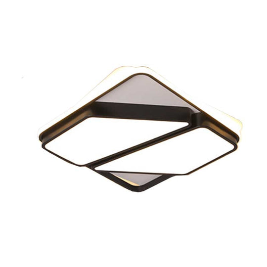 Modern Metallic Black & White Splicing-Block Led Flush Ceiling Light - 16/19.5/35.5