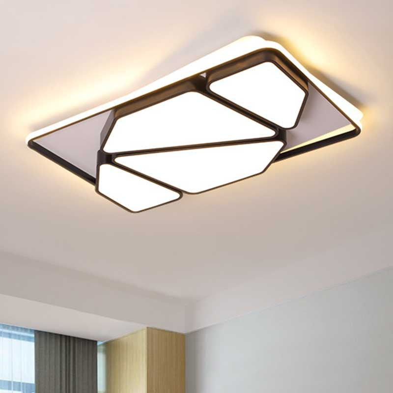 Modern Metallic Black & White Splicing-Block Led Flush Ceiling Light - 16’/19.5’/35.5