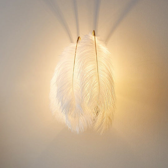 Feather Wall Sconce: Stylish And Simplistic Single-Bulb Light For Girls Bedroom